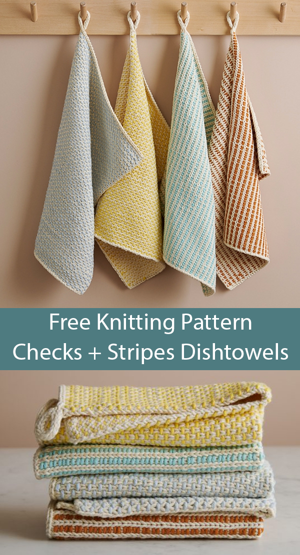 Free Checks and Stripes Dishtowels Knitting Pattern Dishcloths