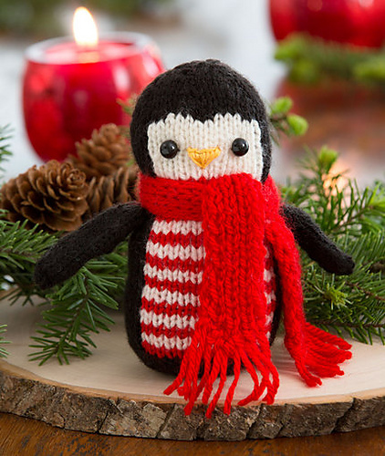 Free Knitting Pattern for Cheerful Holiday Penguin Toy