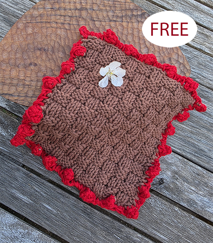 Free Knitting Pattern Cherry Basket Cloth