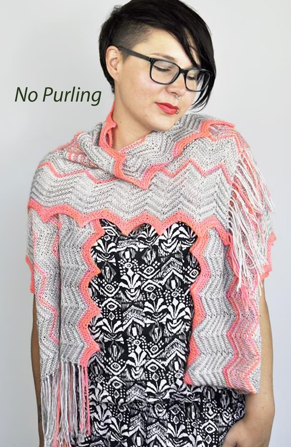 Knitting Pattern for Chevron Fringe Scarf