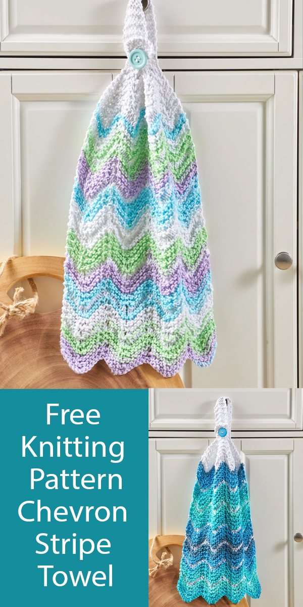 Free Knitting Pattern Chevron Stripe Kitchen Towel