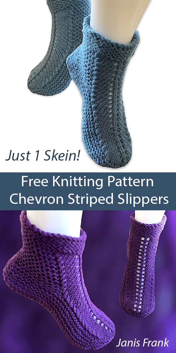 Free Slippers Knitting Pattern Chevron Striped Slippers One Skein