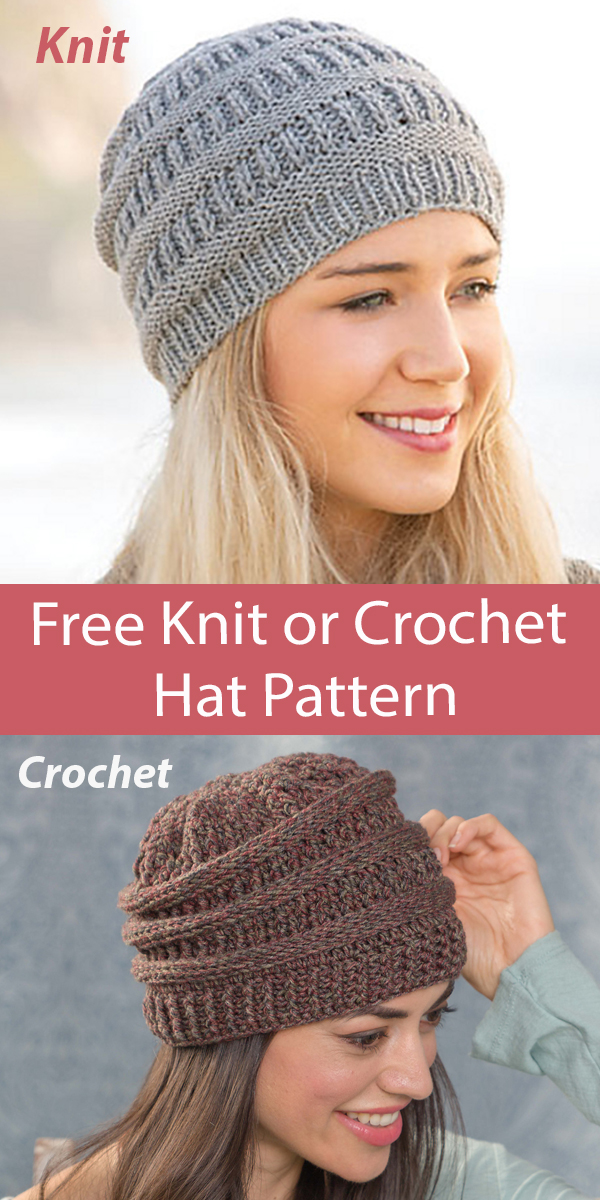 Free Hat Knit or Crochet Pattern Chica Beanie / Three Hook Hat