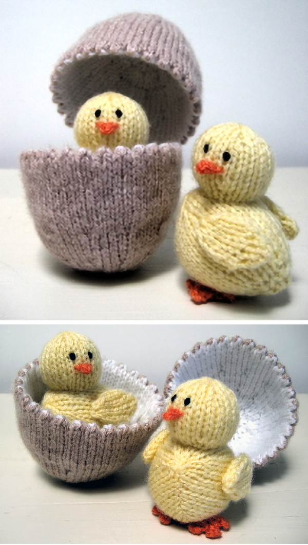 Free Knitting Pattern for Chick and Egg by Alan Dart