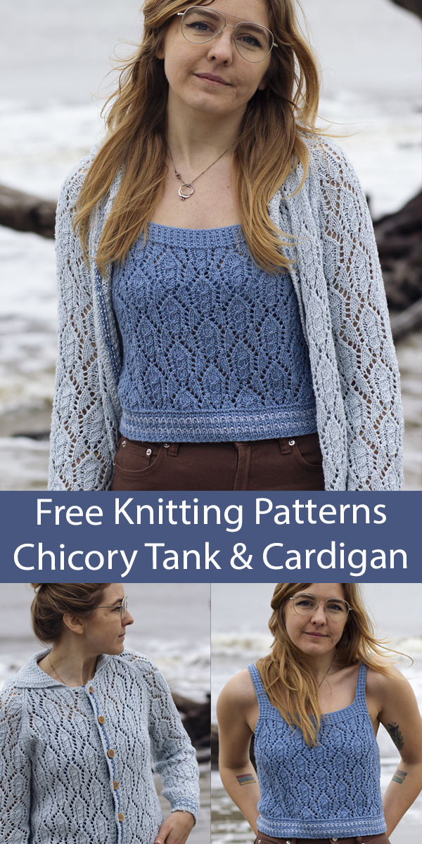 Free Sweater Set Knitting Patterns Chicory Tank and Cardigan