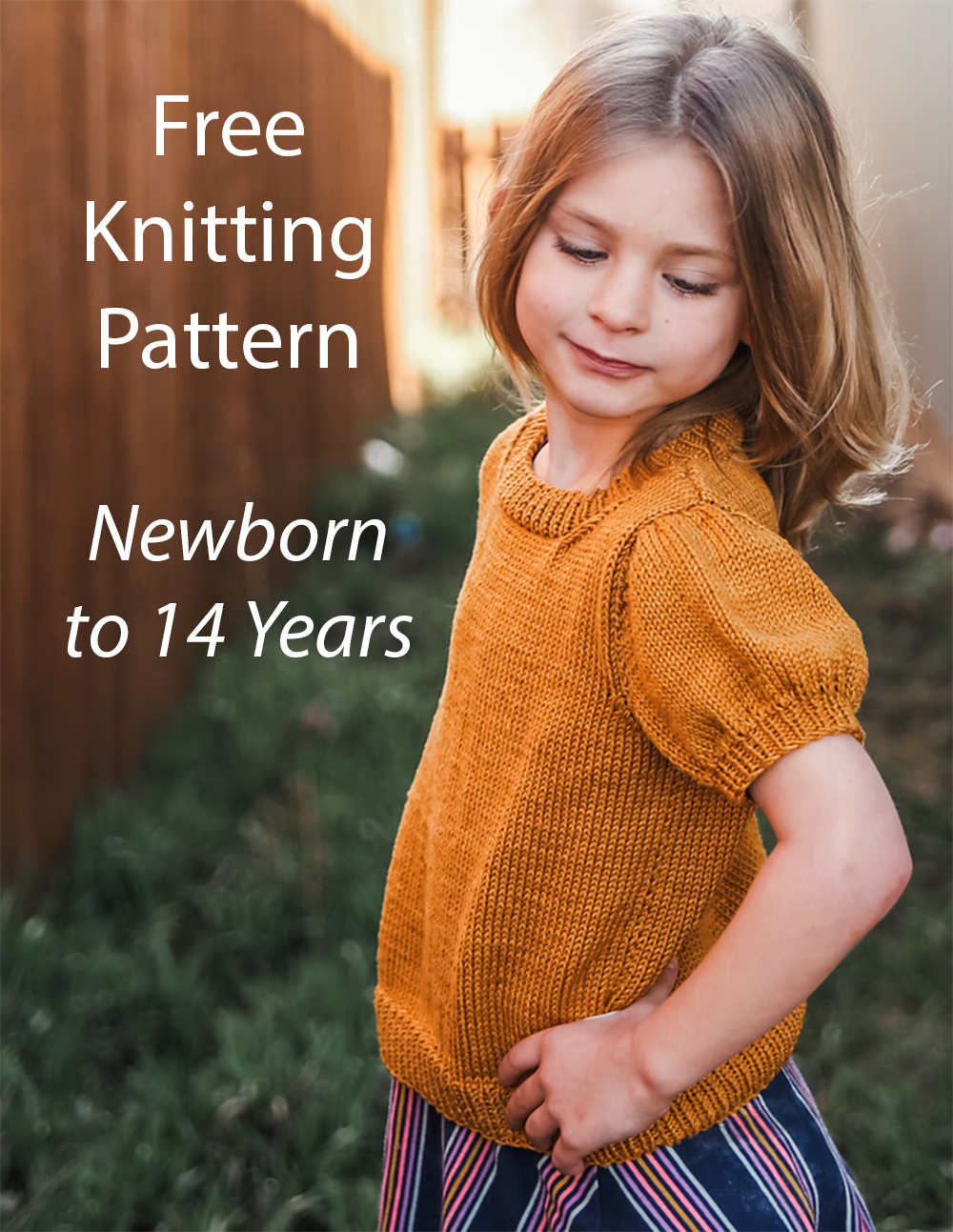 Free Baby and Child Puff Sleeve Tee Sweater Knitting Pattern