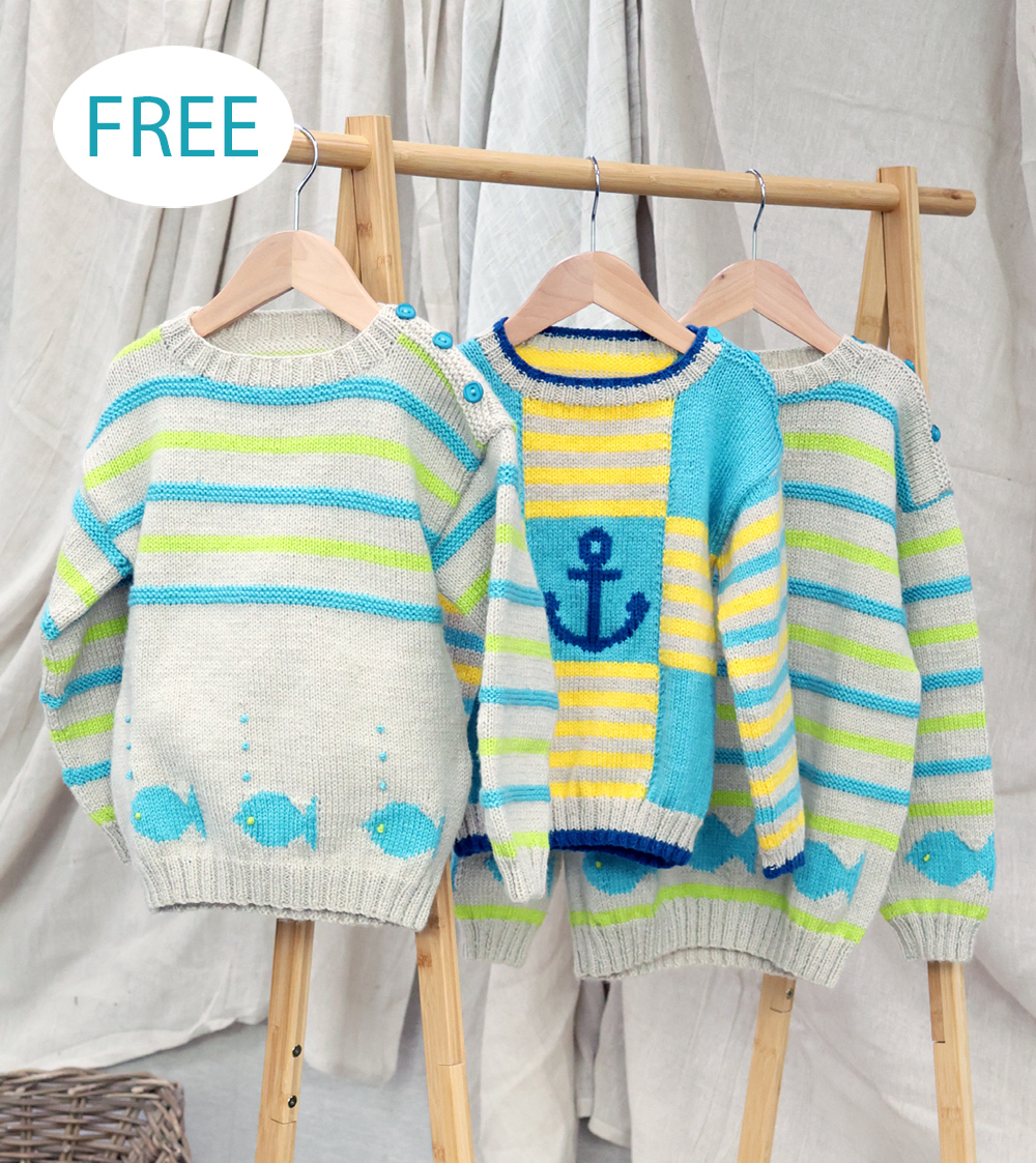 Free Children's Seaside Jumpers Sweater Knitting Pattern