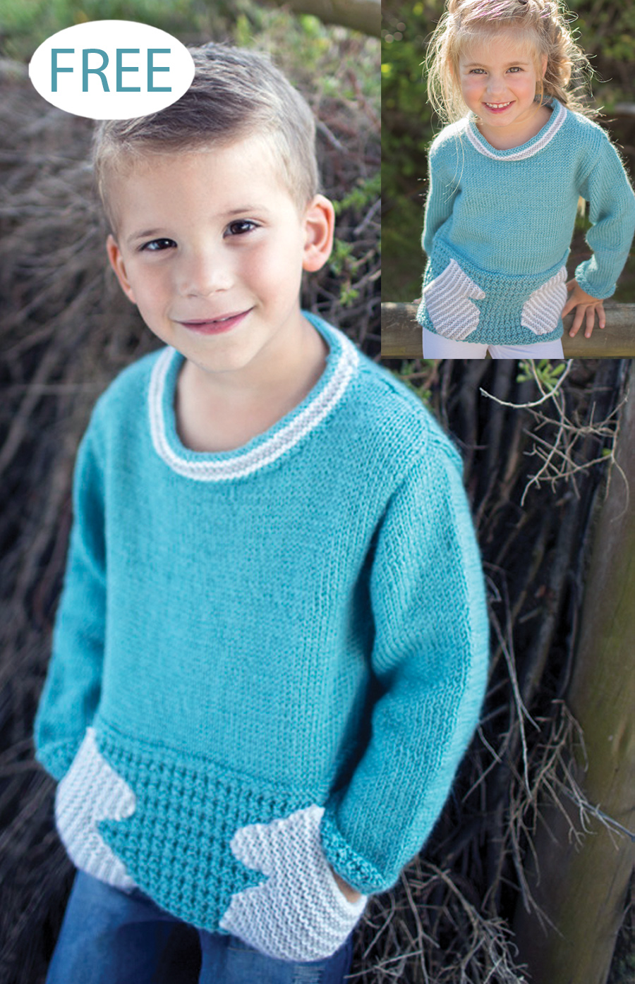 Free Child's Mitten Pocket Sweater Knitting Pattern