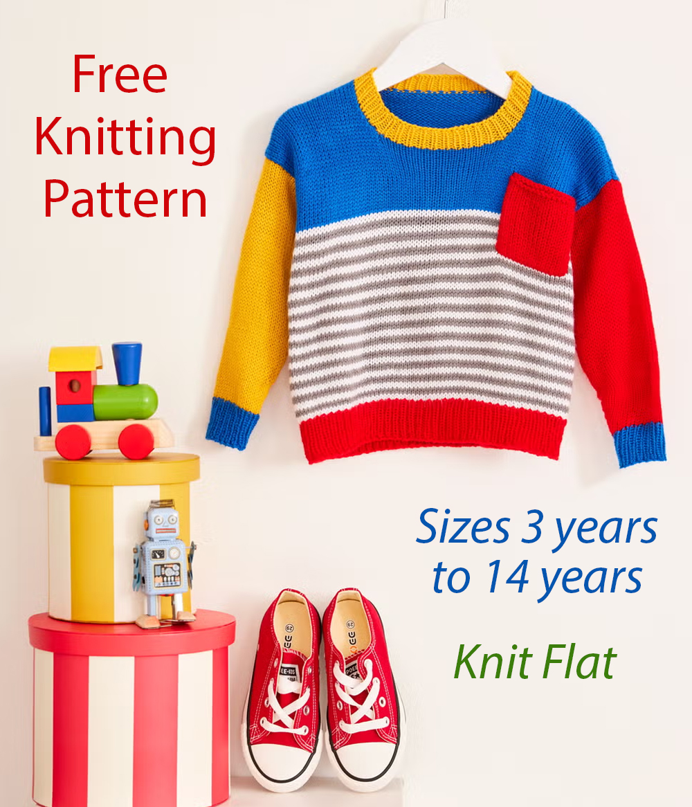 Free Colorful Child's Jumper Sweater Knitting Pattern