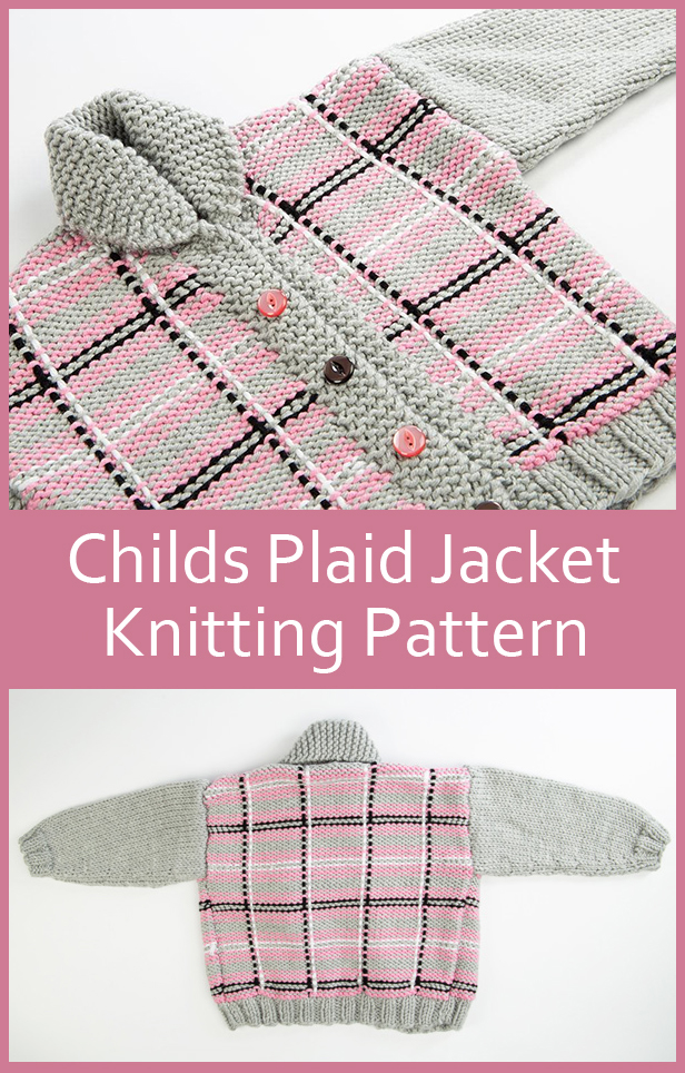 Knitting Pattern for Child's Plaid Jacket