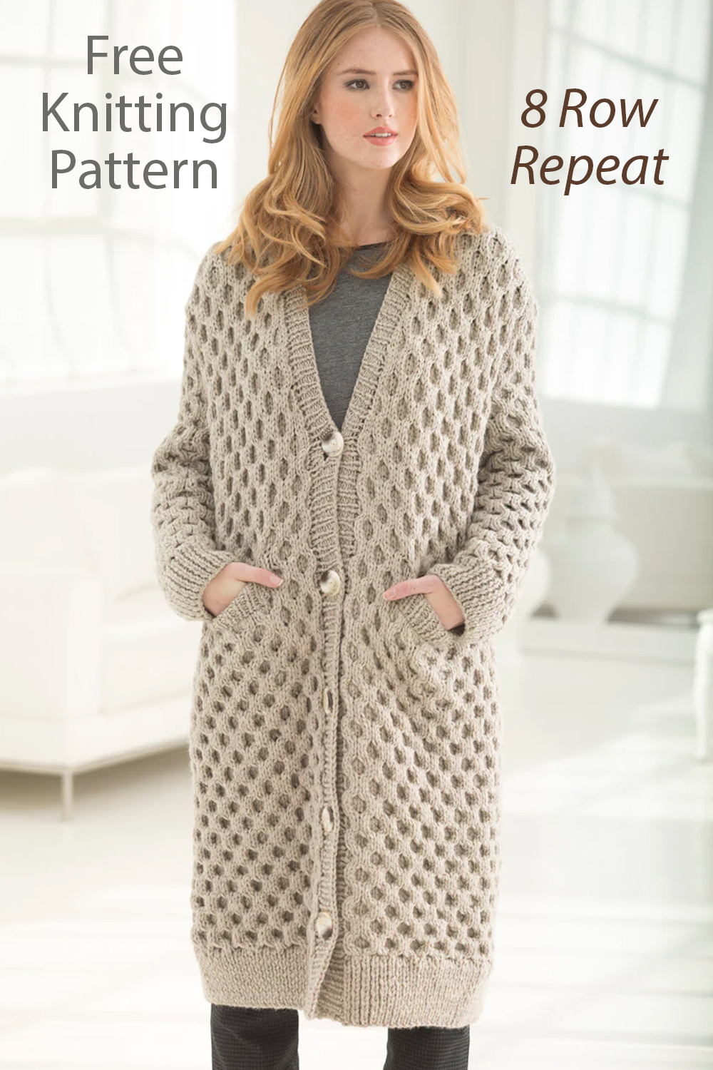 Free Cardigan Knitting Pattern Chillingworth Cabled Long Cardigan