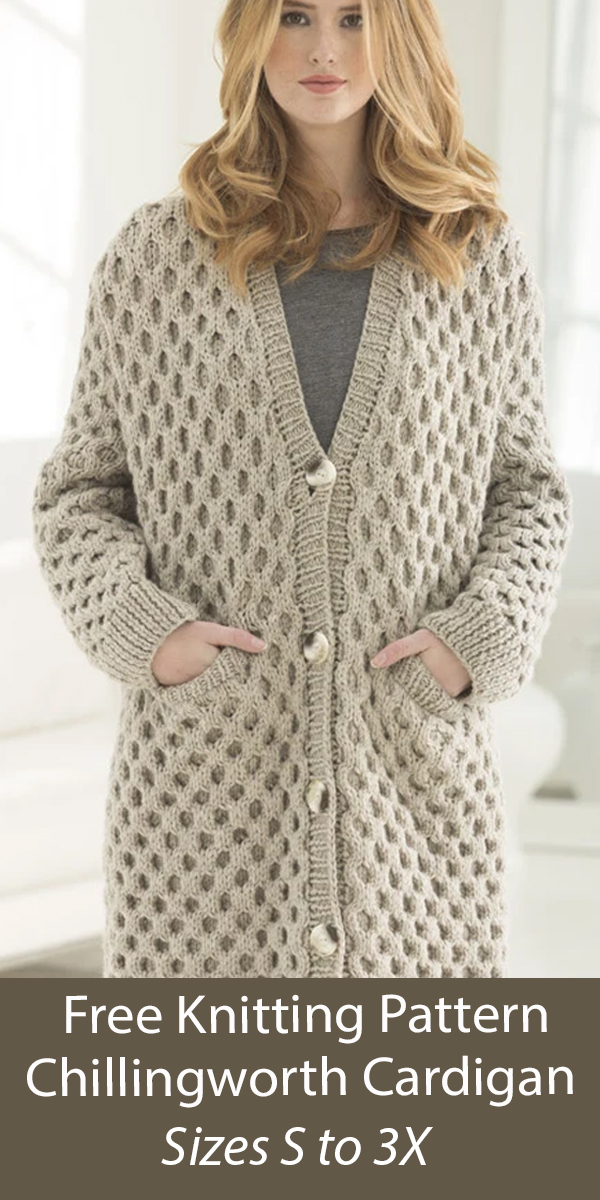 Free Cardigan Knitting Pattern Chillingworth Cabled Long Cardigan