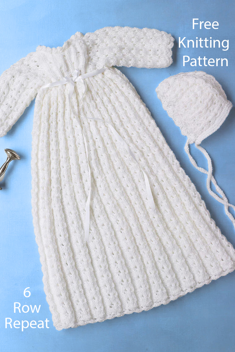 Free Knitting Pattern Christening Gown And Bonnet Baby Set Layette