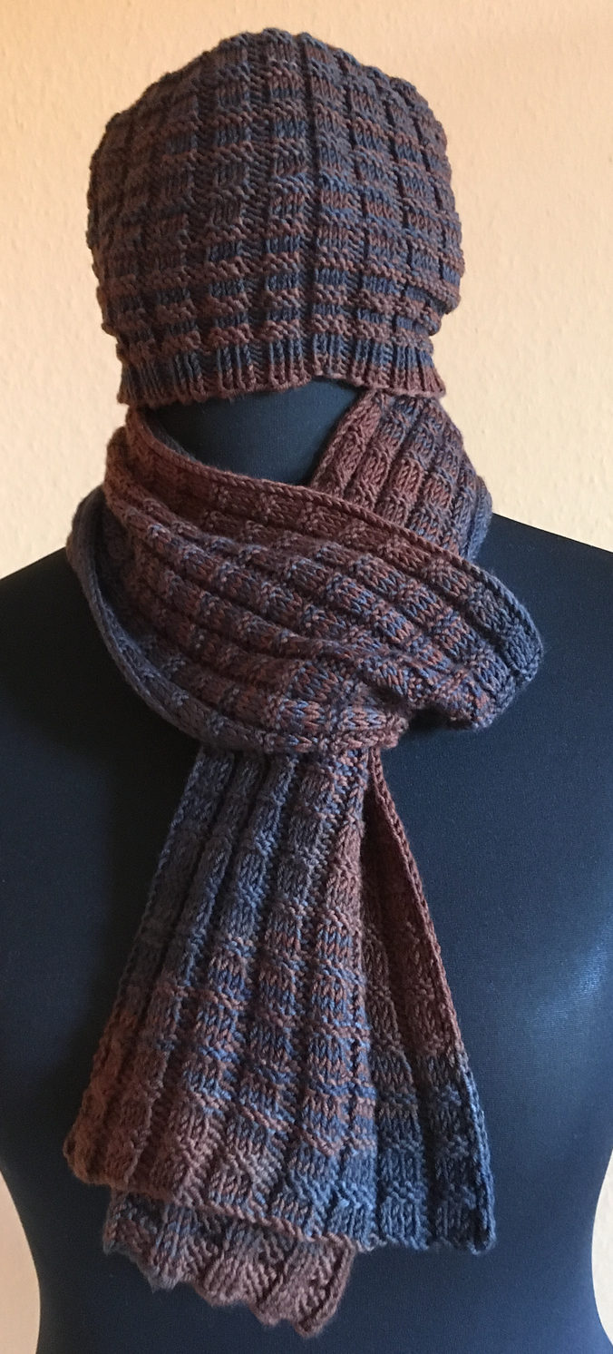 Free Knitting Pattern for Christian's Scarf and Hat
