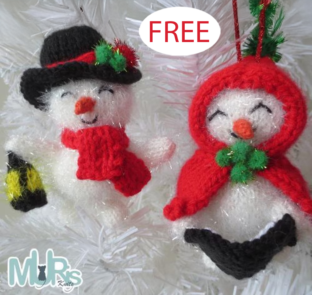 Free Christmas Caroler Snowmen Ornament Knitting Pattern