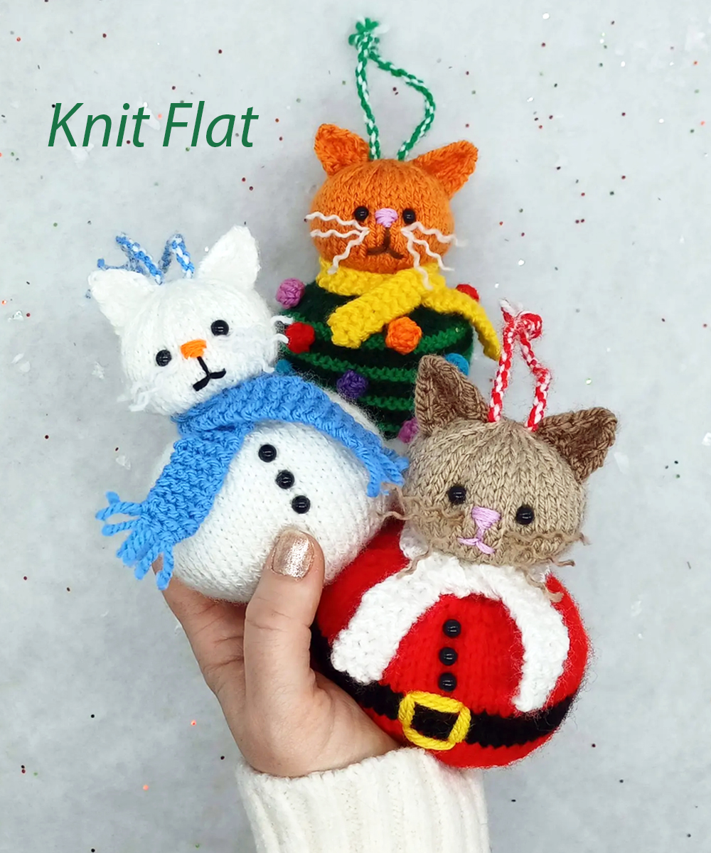 Knitting Pattern Christmas Cat Bauble Ornaments