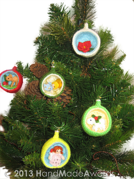 Christmas diorama ornaments knitting patterns