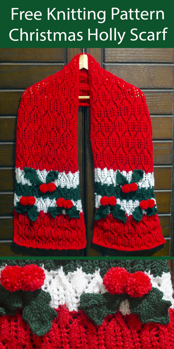 Free Christmas Holly Scarf Knitting Pattern