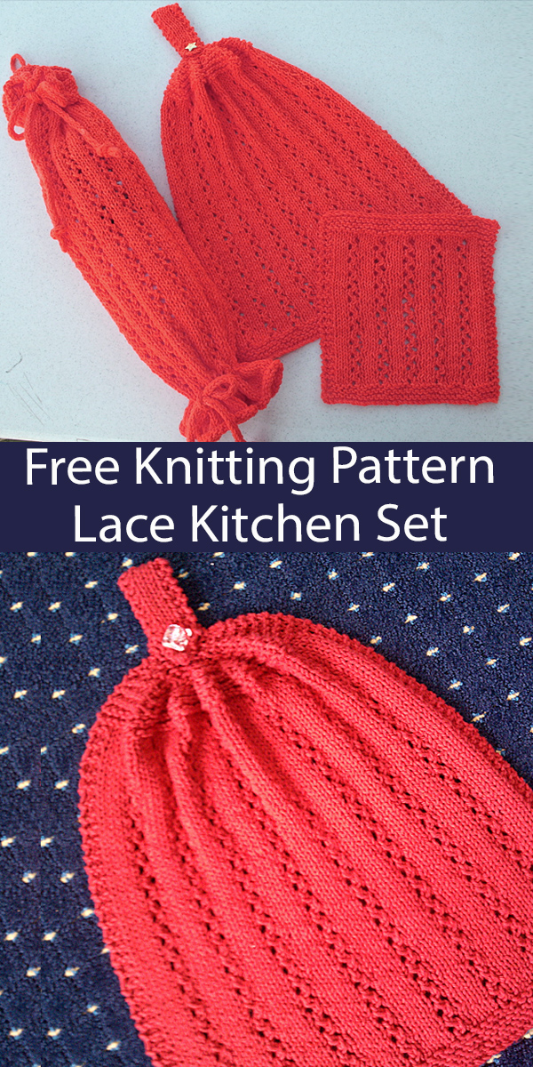 Free Knitting Pattern Lace Kitchen Set Towel, Dishcloth, Sack Sock