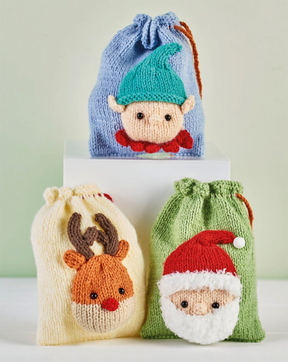 Christmas Mini Gift Bags Knitting Pattern