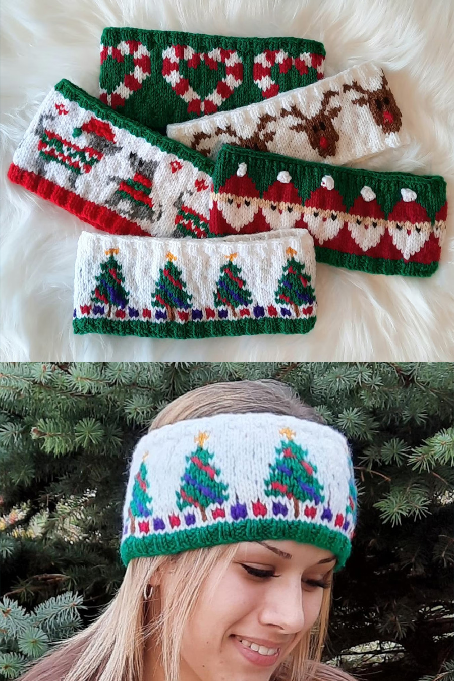 5 Christmas Headbands Knitting Pattern