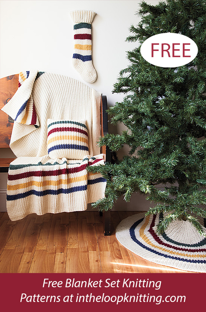 Free Stripes Blanket and Cushion Knitting Pattern Set