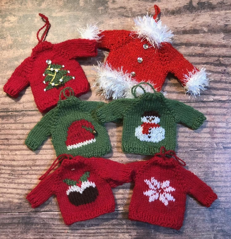 Knitting Pattern Christmas Sweater Tree Ornaments