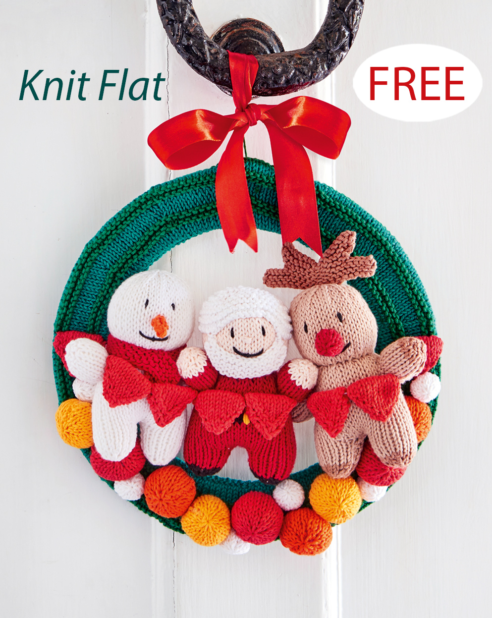 Free Christmas Festive Friends Wreath knitting patterns