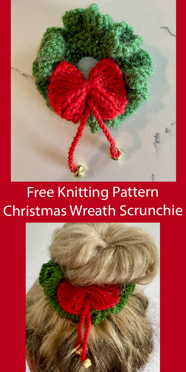 Christmas Wreath Scrunchie Free Knitting Pattern