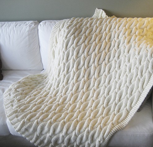 Free knitting pattern for Chunky Aran Cable Blanket and more cable afghan knitting patterns
