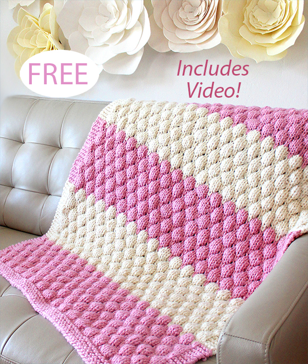 Chunky Bubble Stitch Blanket Free Knitting Pattern