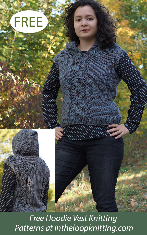 Free Chunky Cable Hoodie Vest Knitting Pattern