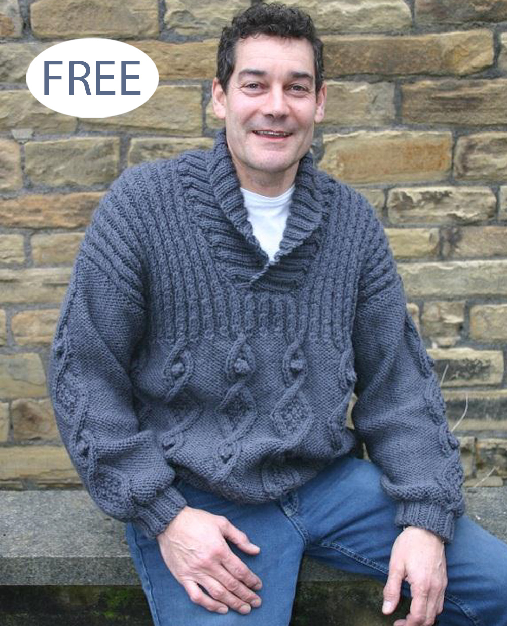 Free Men's Chunky Collar Jumper Knitting Pattern 