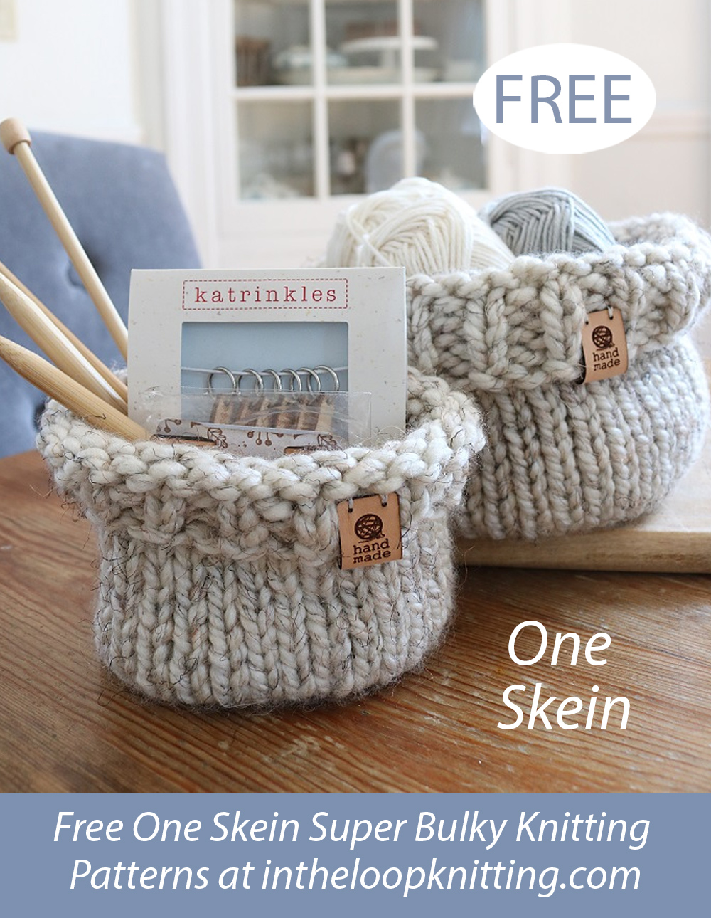 Free One Skein Chunky Storage Basket Knitting Pattern