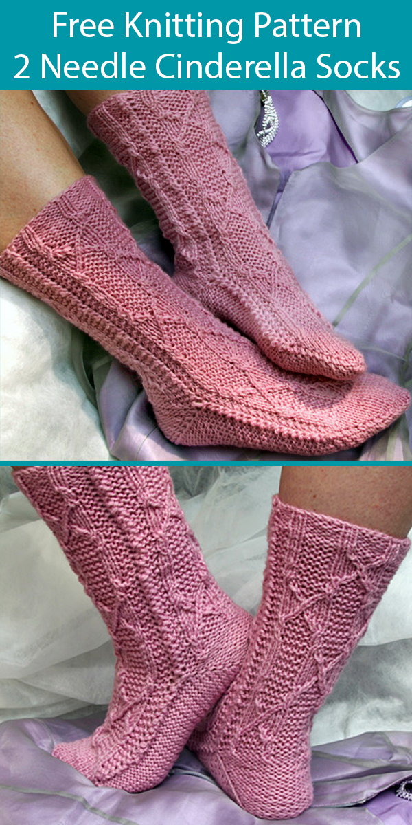 Free Knitting Pattern for 2 Needle Seamless Cinderella Socks