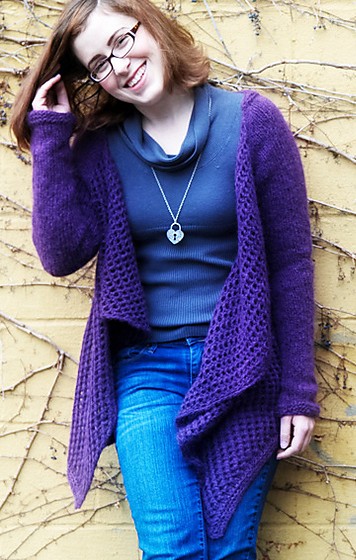 Free knitting pattern for Cirriform Cardigan in super bulky yarn and more draped front cardigan knitting patterns