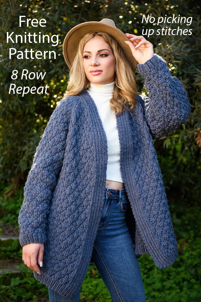 Free Knitting Pattern Claire's Modern Blue Cardigan