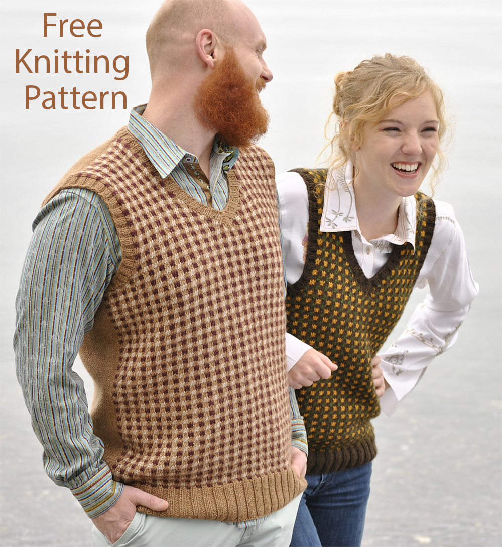 Free Vest Knitting Pattern Classic Checked Vest Men's Vest