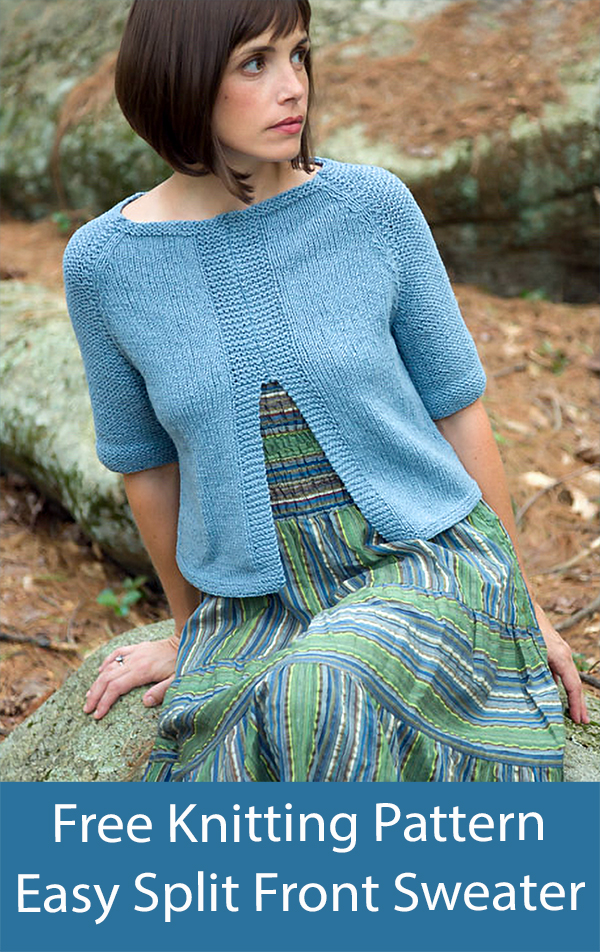 Free Sweater Knitting Pattern Classic Faux Cardigan Pullover