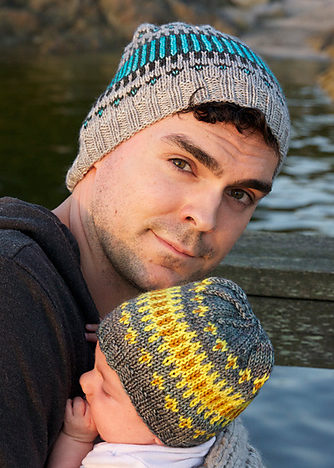 Free knitting pattern for Clayoquot Toque parent and child hats in fair isle pattern