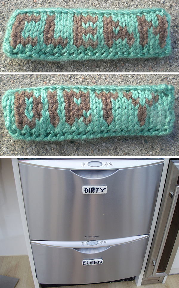 Free Knitting Pattern for Clean/Dirty Dishwasher Sign