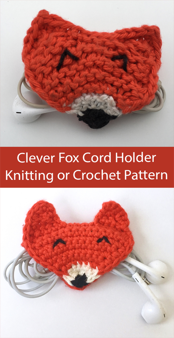 Knitting or Crochet Pattern Clever Fox Cord Holder Stashbuster