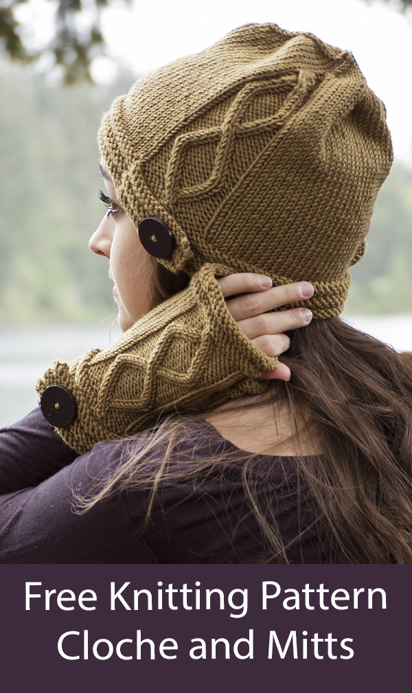 Free Knitting Pattern Slipping Cloche Hat and Mitts Set