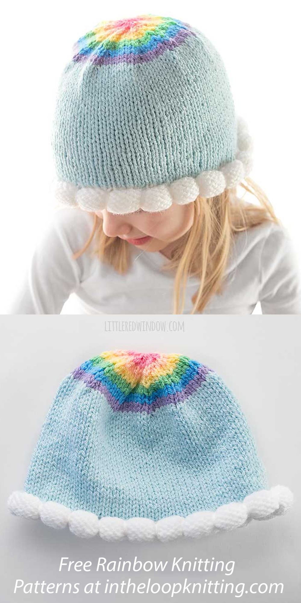 Free Cloud Brim Rainbow Hat Knitting Pattern