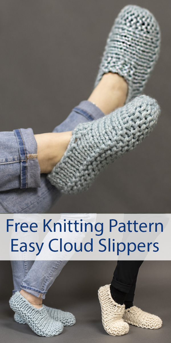 Free Knitting Pattern for Easy Cloud Slippers Knit Flat