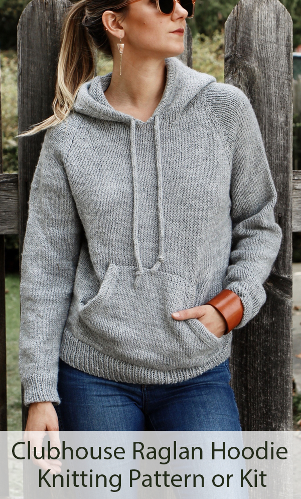 Knitting Pattern for Clubhouse Raglan Hoodie