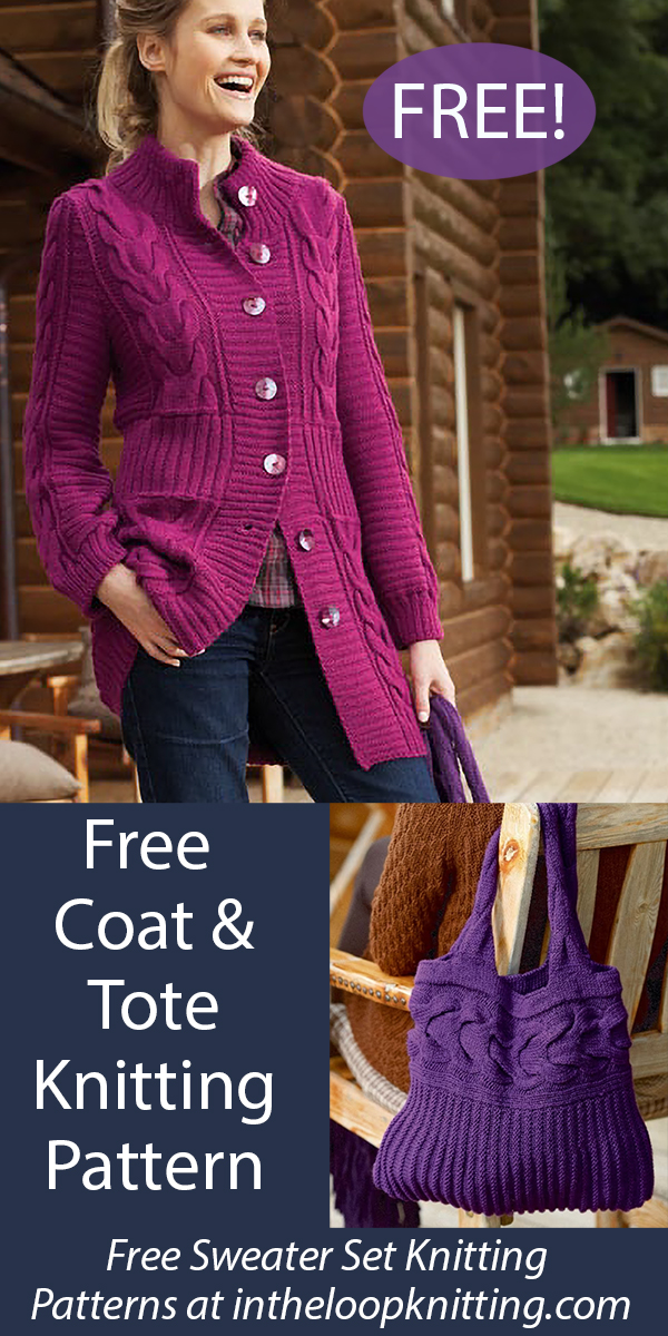 Free Women's Cardigan Knitting Pattern Coat and Tote Set