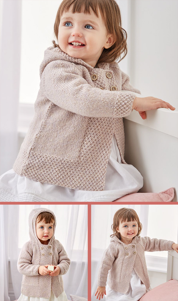 Free for a limited time Baby Hoodie Knitting Pattern Snuggly Duffle Coat 5322
