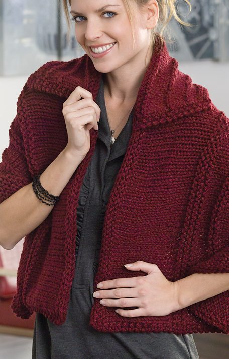 Free Knitting Pattern for Collared Shawl