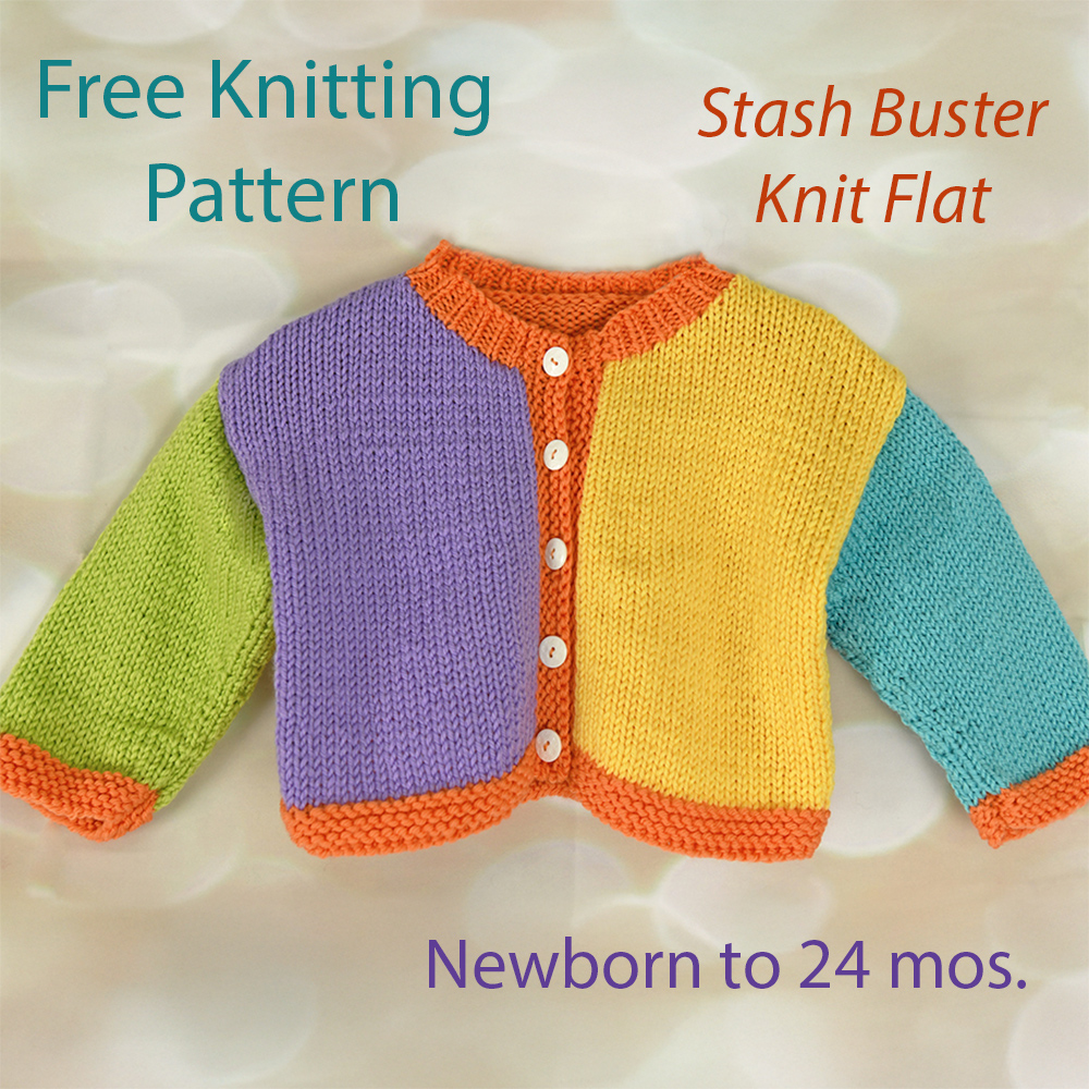 Free Baby Color Block Baby Cardigan  Knitting Pattern Stash Buster